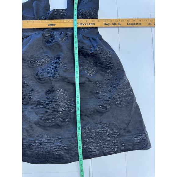 Anthropologie Maeve Black Jacquard Floral Balloon Mini Dress Size 2 Evening - Picture 4 of 5